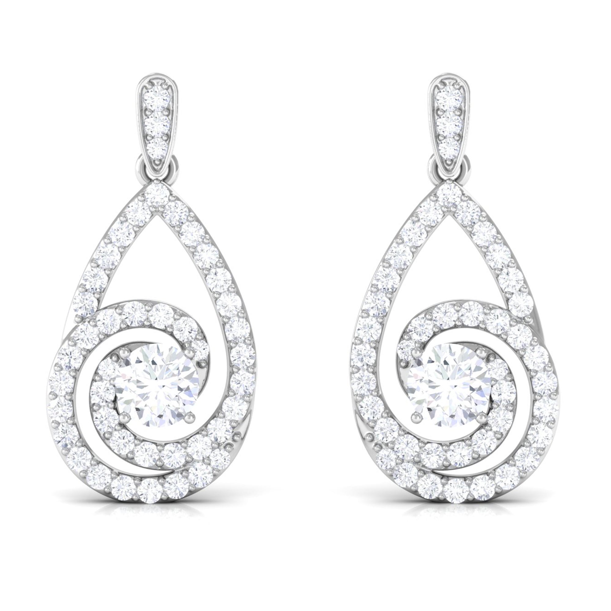 Rosec Jewels-Lab Grown Diamond Swirl Earrings With Screw Back