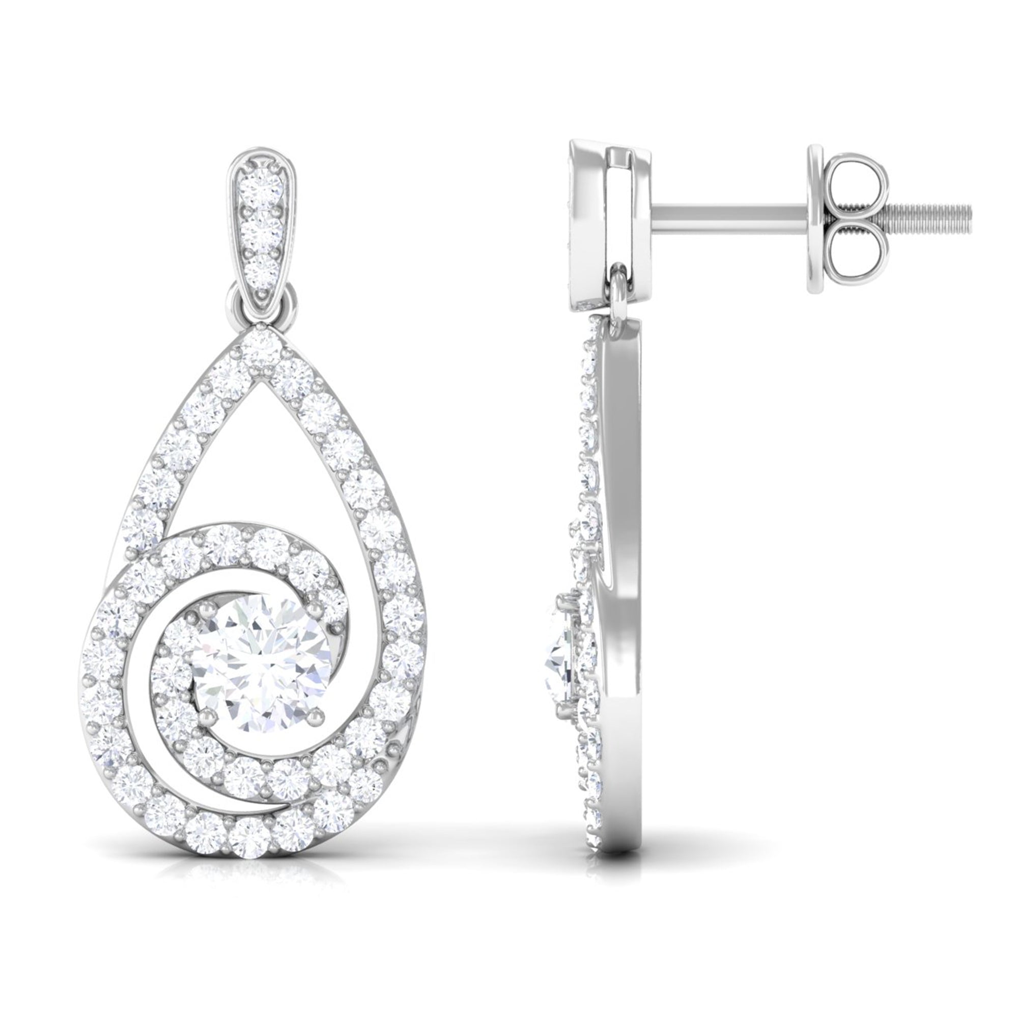 Rosec Jewels-Lab Grown Diamond Swirl Earrings With Screw Back