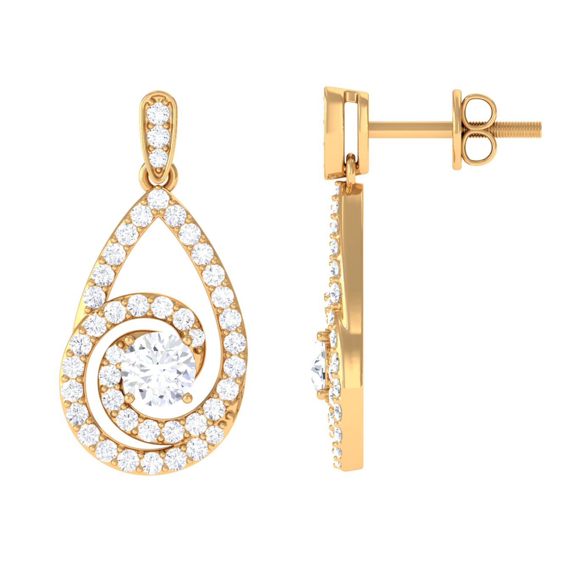 Rosec Jewels-Lab Grown Diamond Swirl Earrings With Screw Back