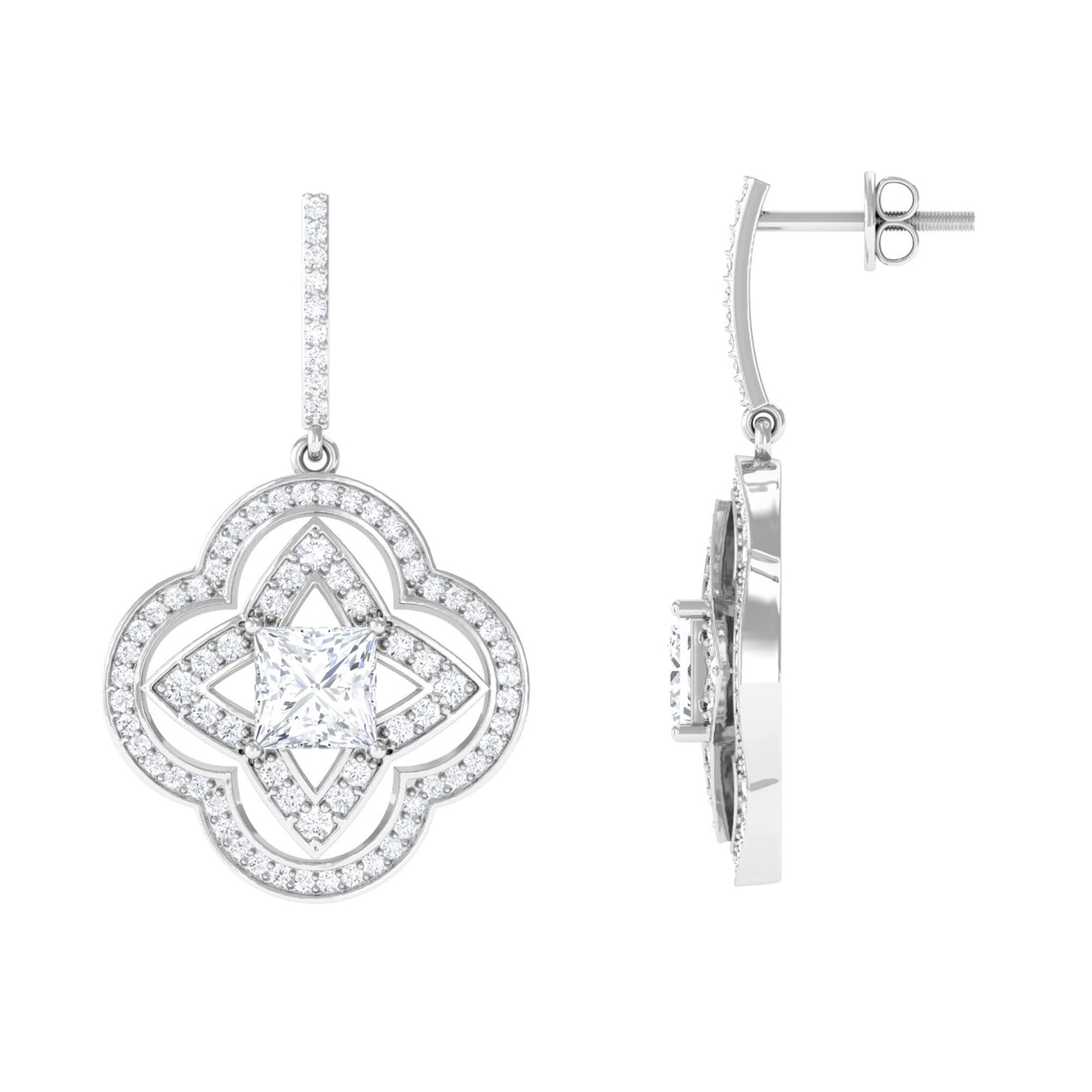 Rosec Jewels-Certified Lab Grown Diamond Floral Drop Earrings