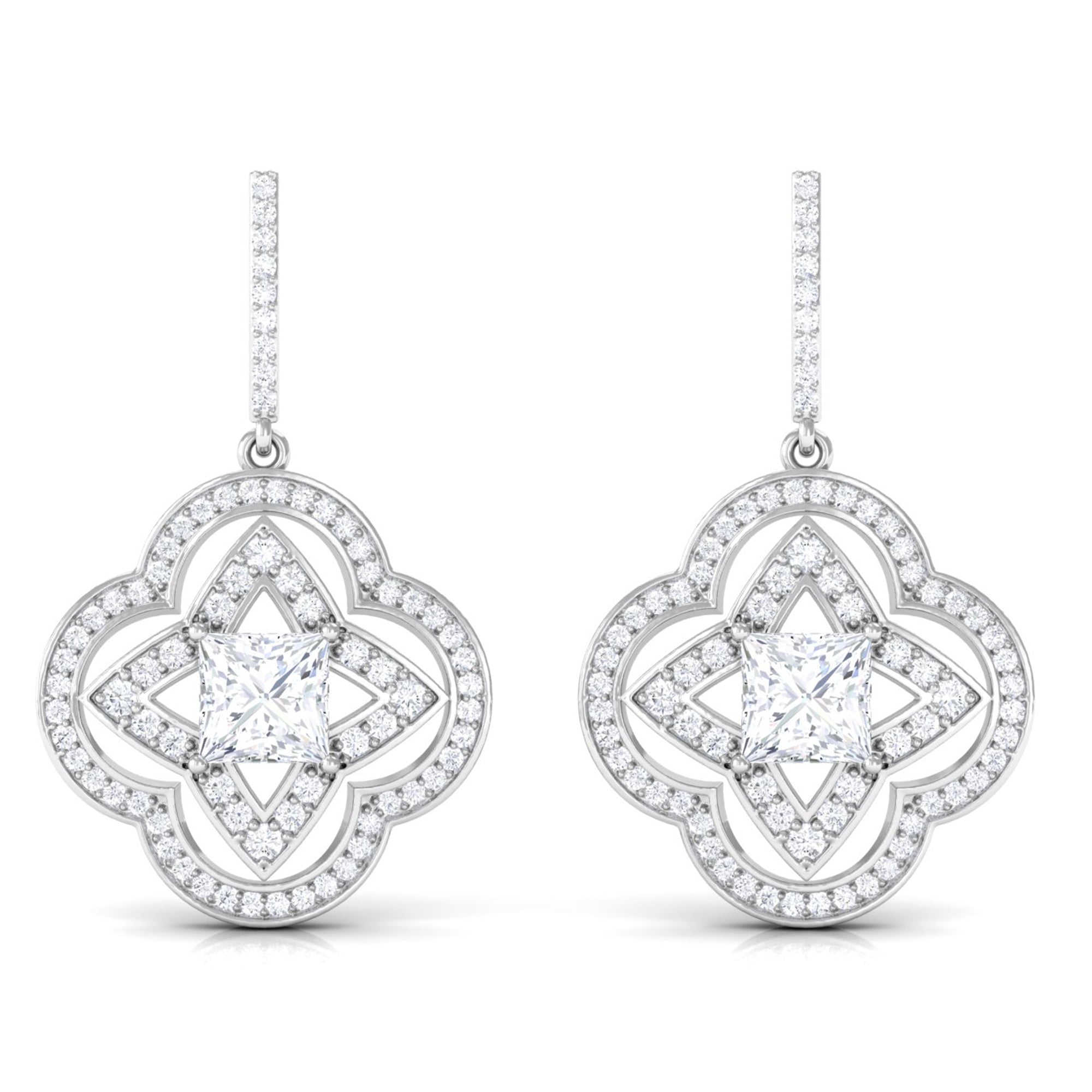 Rosec Jewels-Certified Lab Grown Diamond Floral Drop Earrings