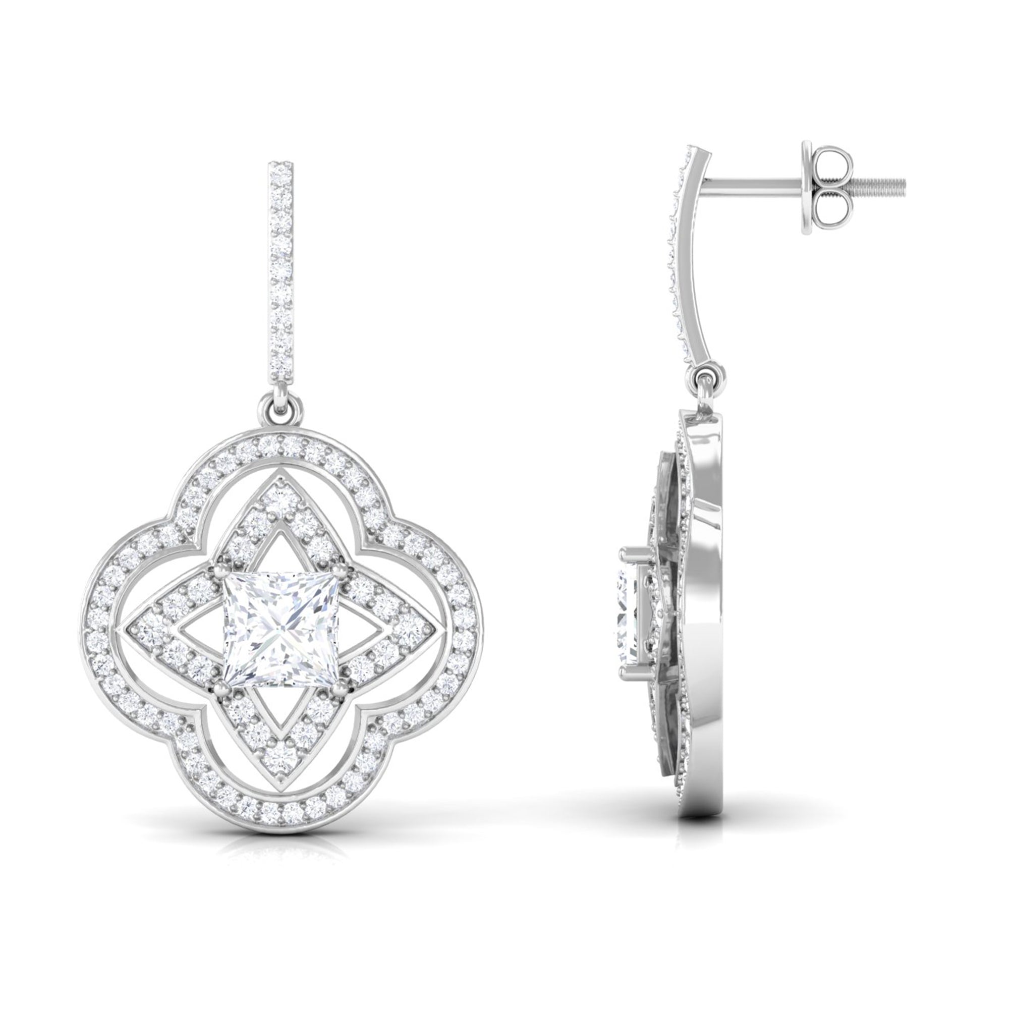 Rosec Jewels-Certified Lab Grown Diamond Floral Drop Earrings