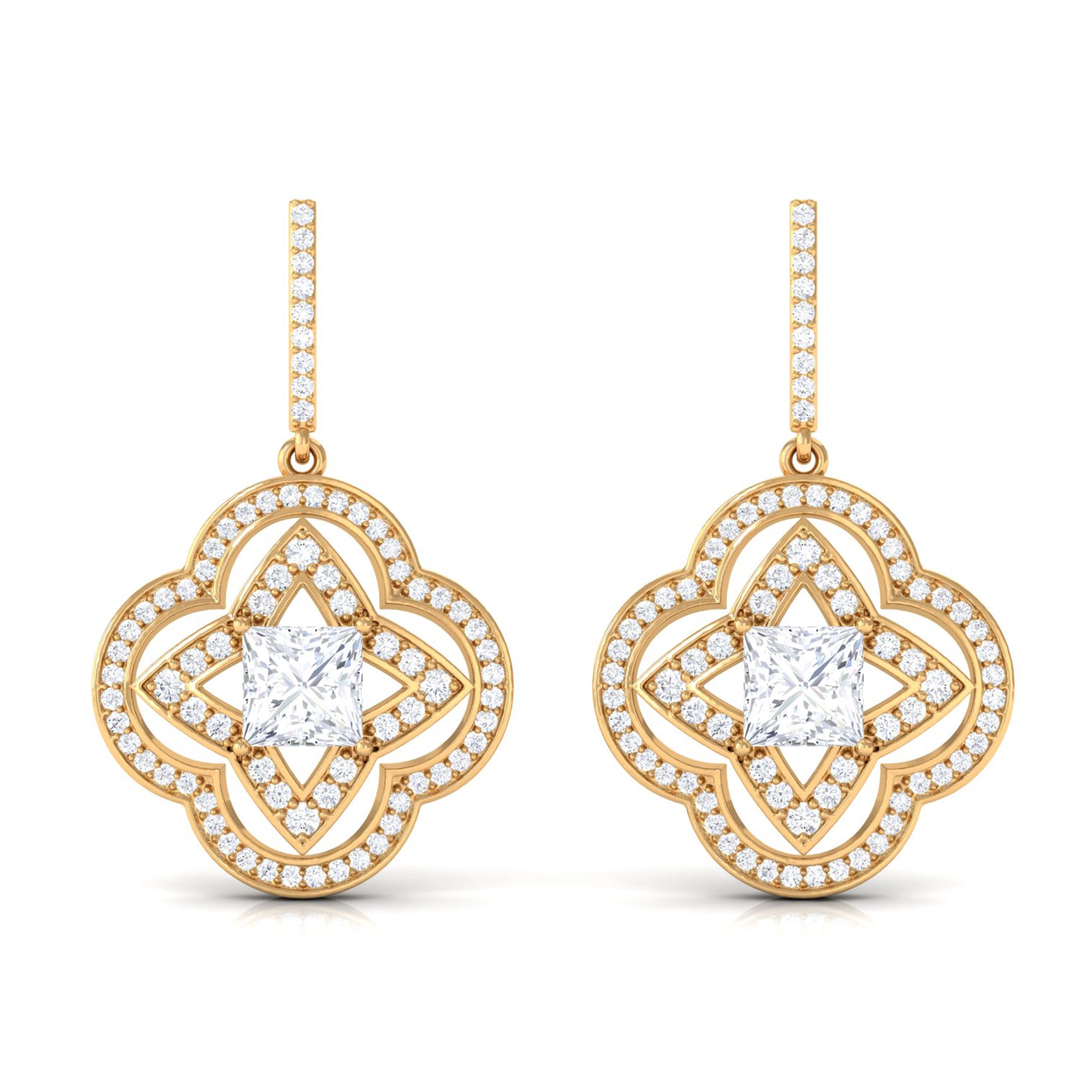 Rosec Jewels-Certified Lab Grown Diamond Floral Drop Earrings