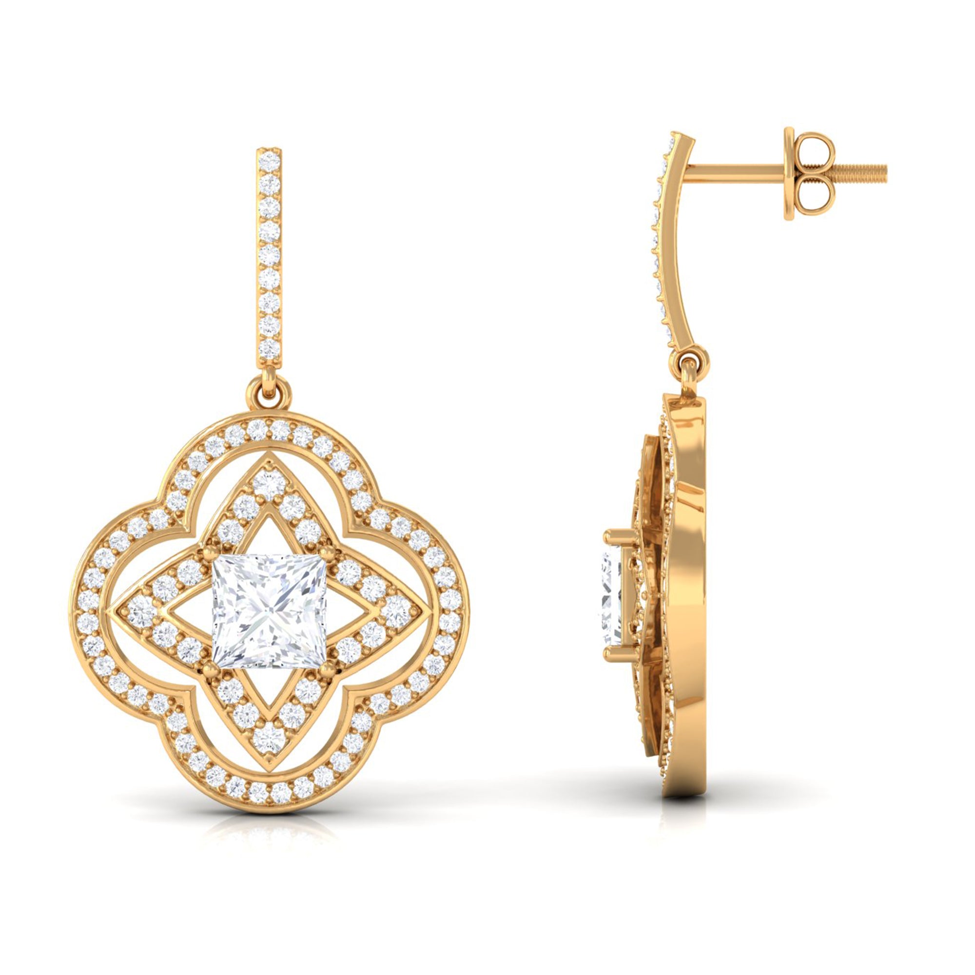 Rosec Jewels-Certified Lab Grown Diamond Floral Drop Earrings