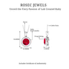 Created Ruby and Zircon Classic Halo Pendant in Silver - Rosec Jewels