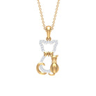 Certified Diamond Kitty Cat Pendant Necklace Diamond - ( HI-SI ) - Color and Clarity - Rosec Jewels