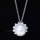 Freshwater Pearl and Moissanite Cocktail Flower Pendant Necklace - Rosec Jewels