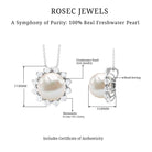 Freshwater Pearl and Moissanite Cocktail Flower Pendant Necklace Freshwater Pearl - ( AAA ) - Quality - Rosec Jewels