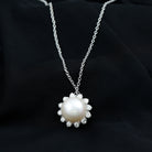 Freshwater Pearl and Moissanite Cocktail Flower Pendant Necklace Freshwater Pearl - ( AAA ) - Quality - Rosec Jewels