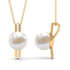 Rosec Jewels-Freshwater Pearl Solitaire and Diamond Contemporary Pendant