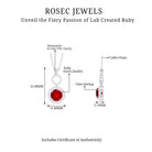 2.75 CT Created Ruby Silver Dangle Pendant Necklace with Moissanite Halo - Rosec Jewels