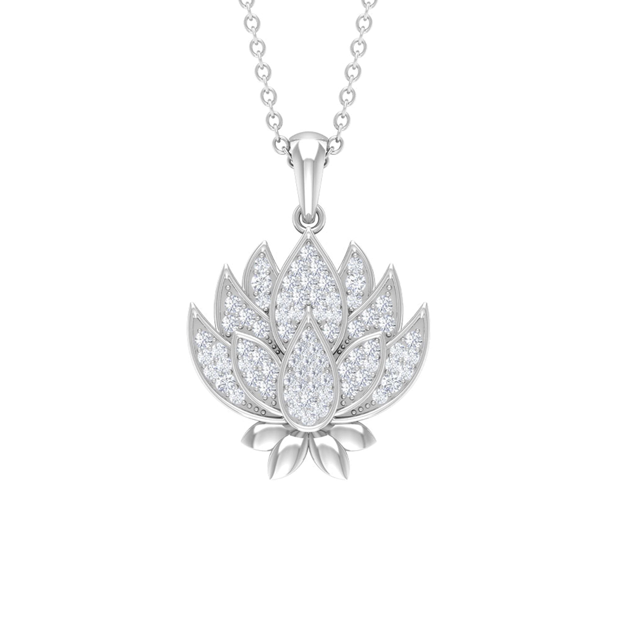 Rosec Jewels-Designer Lotus Flower Diamond Necklace