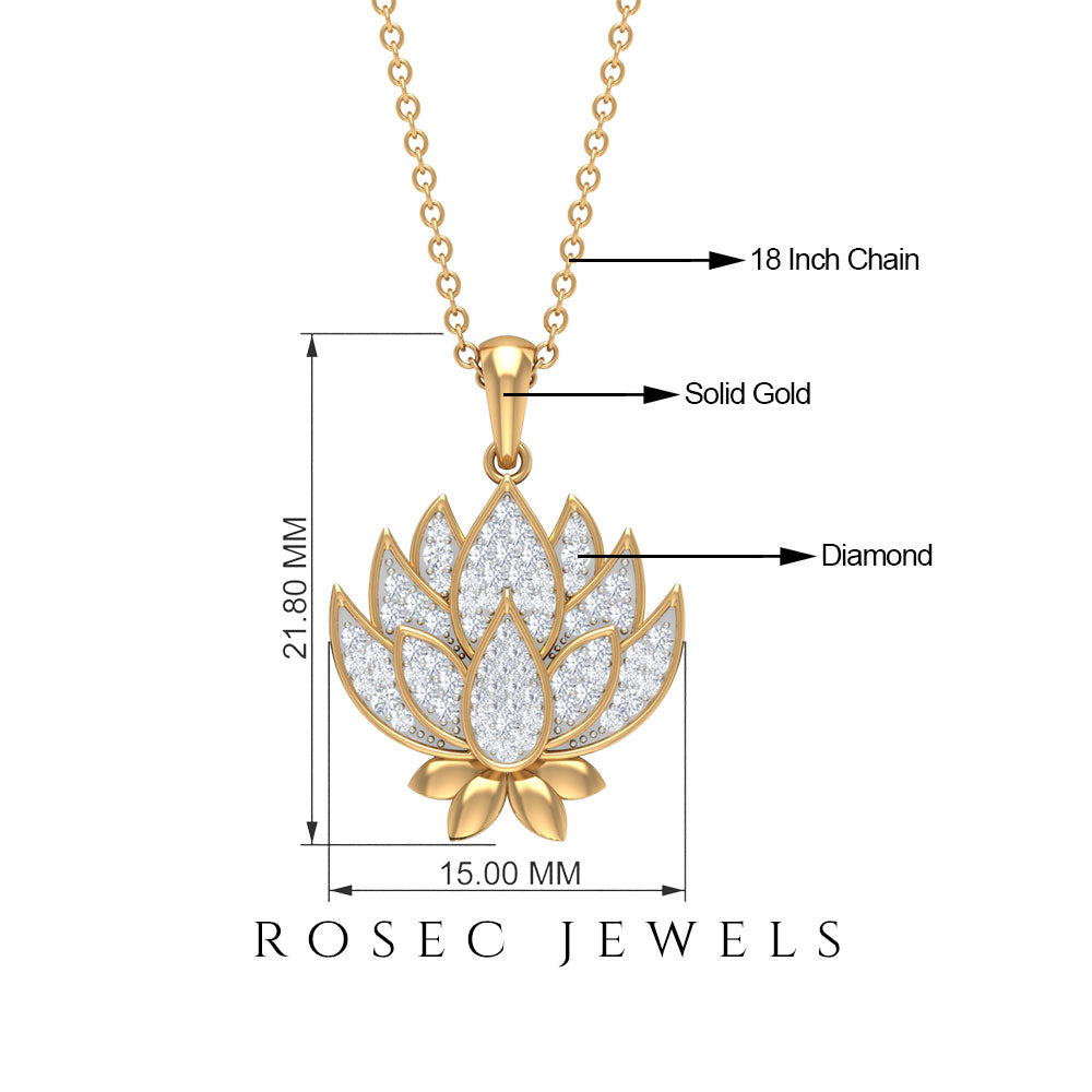 Rosec Jewels-Designer Lotus Flower Diamond Necklace