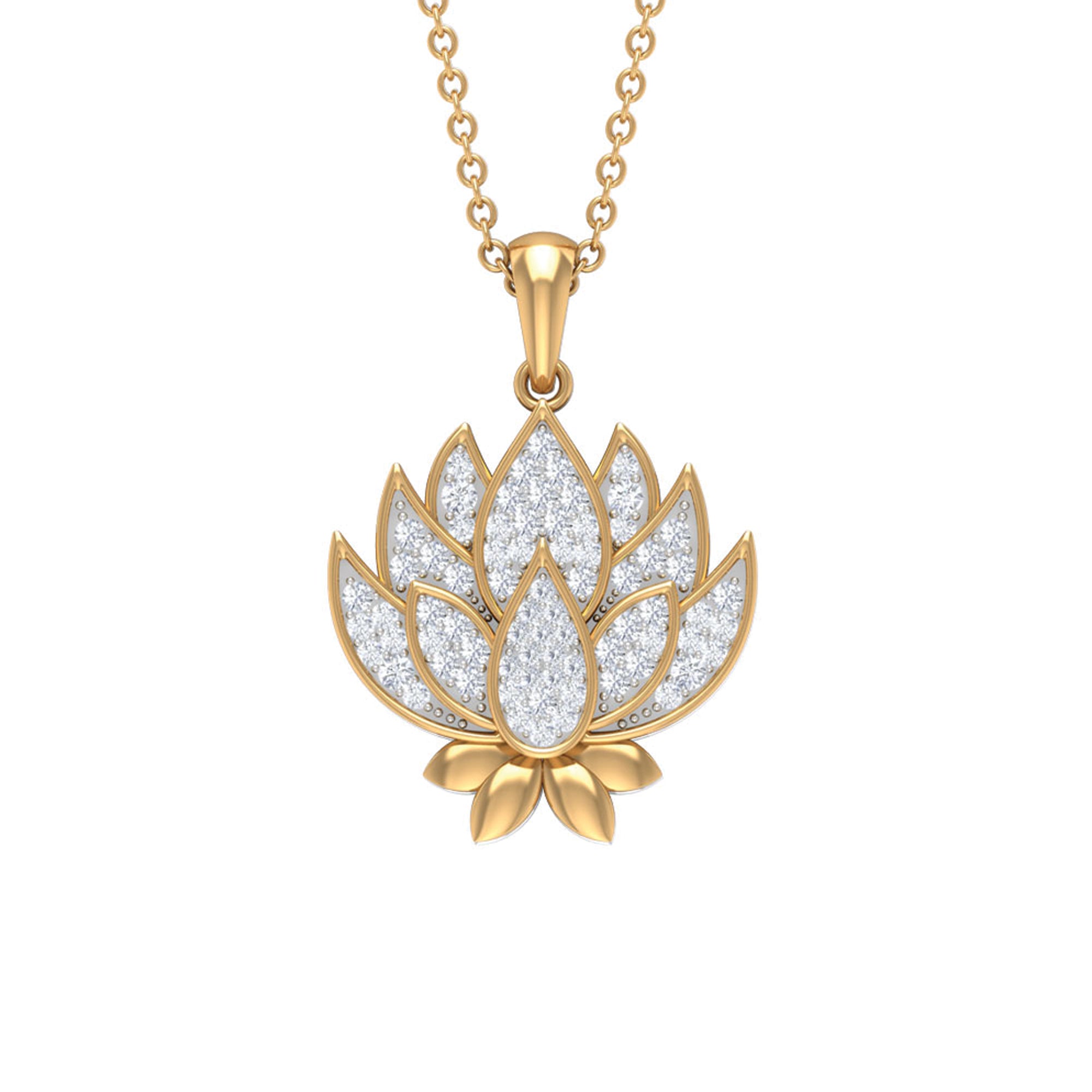 Rosec Jewels-Designer Lotus Flower Diamond Necklace