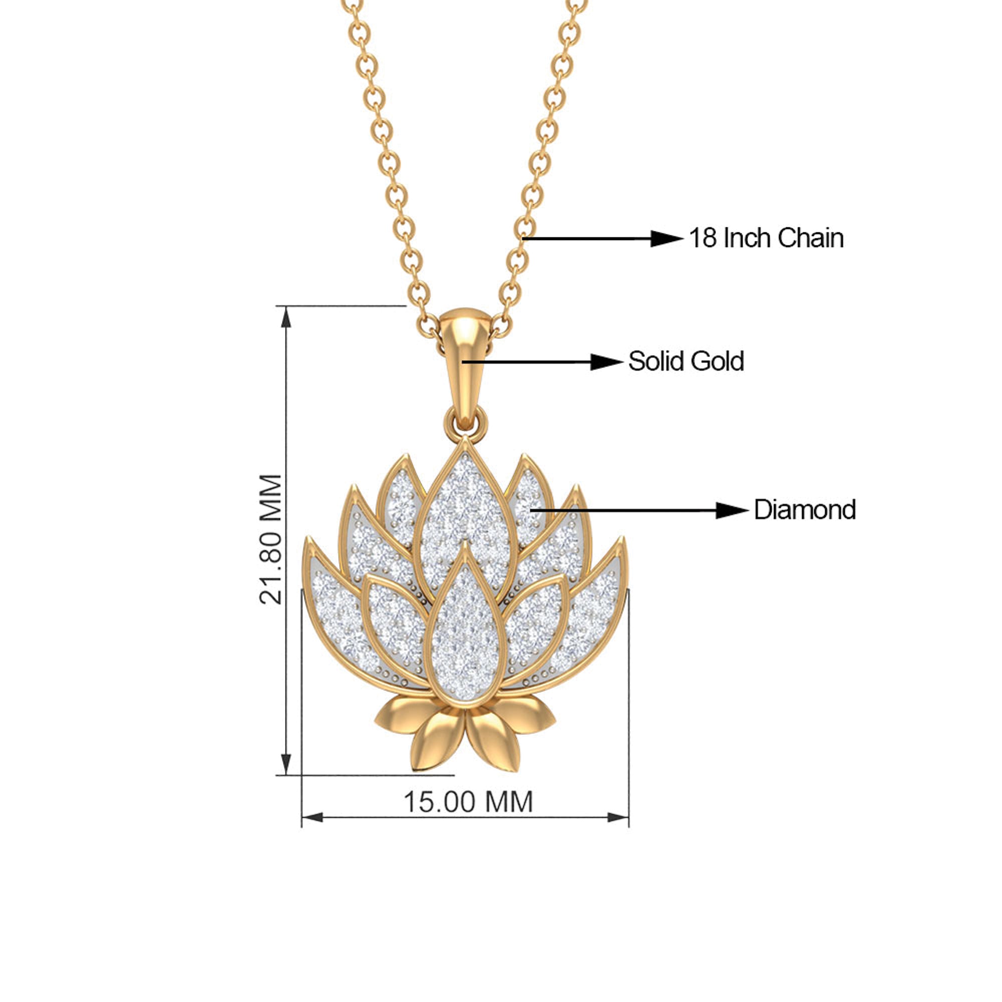 Rosec Jewels-Designer Lotus Flower Diamond Necklace