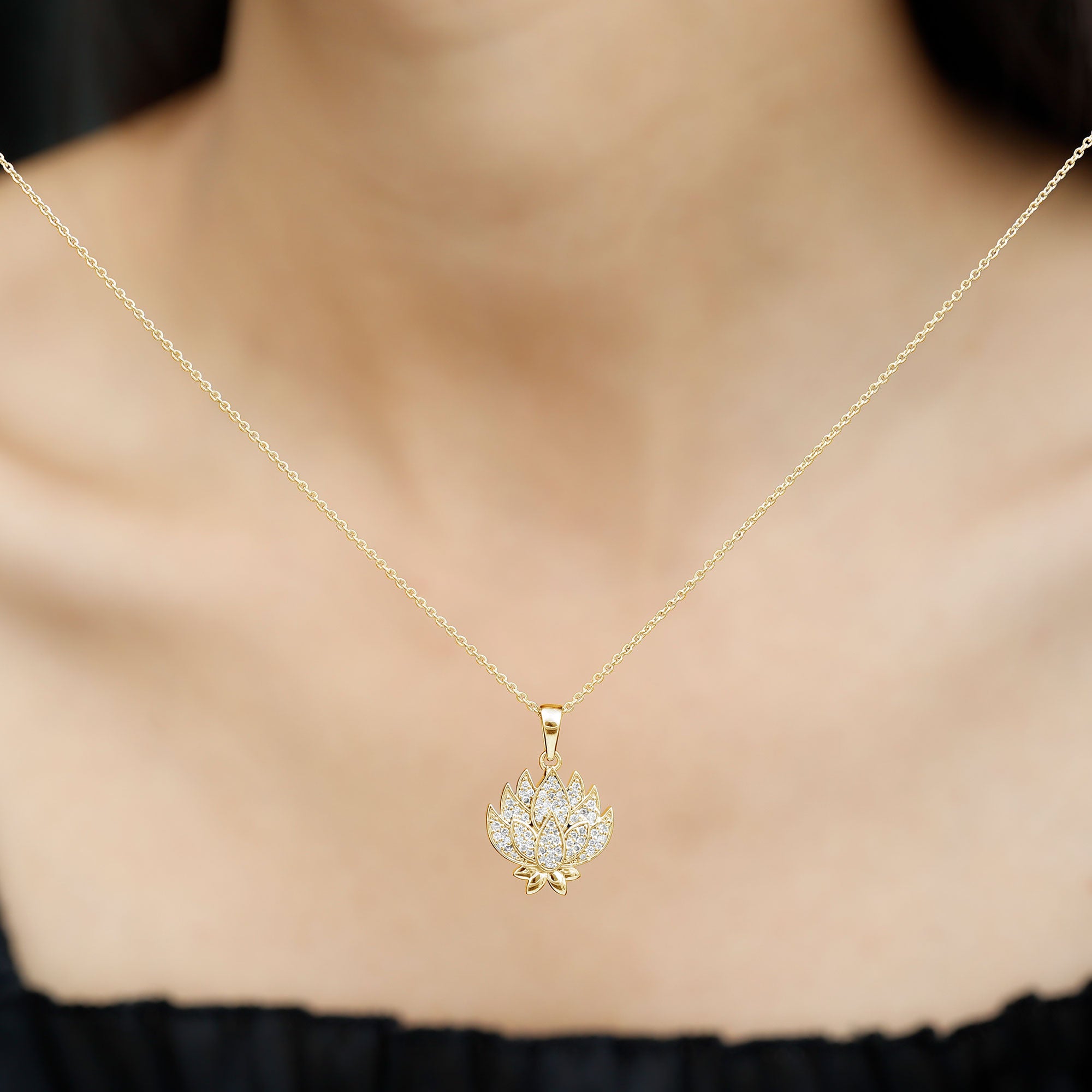 Rosec Jewels-Designer Lotus Flower Diamond Necklace