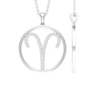 Certified Moissanite Aries Zodiac Sign Pendant Necklace Moissanite - ( D-VS1 ) - Color and Clarity - Rosec Jewels