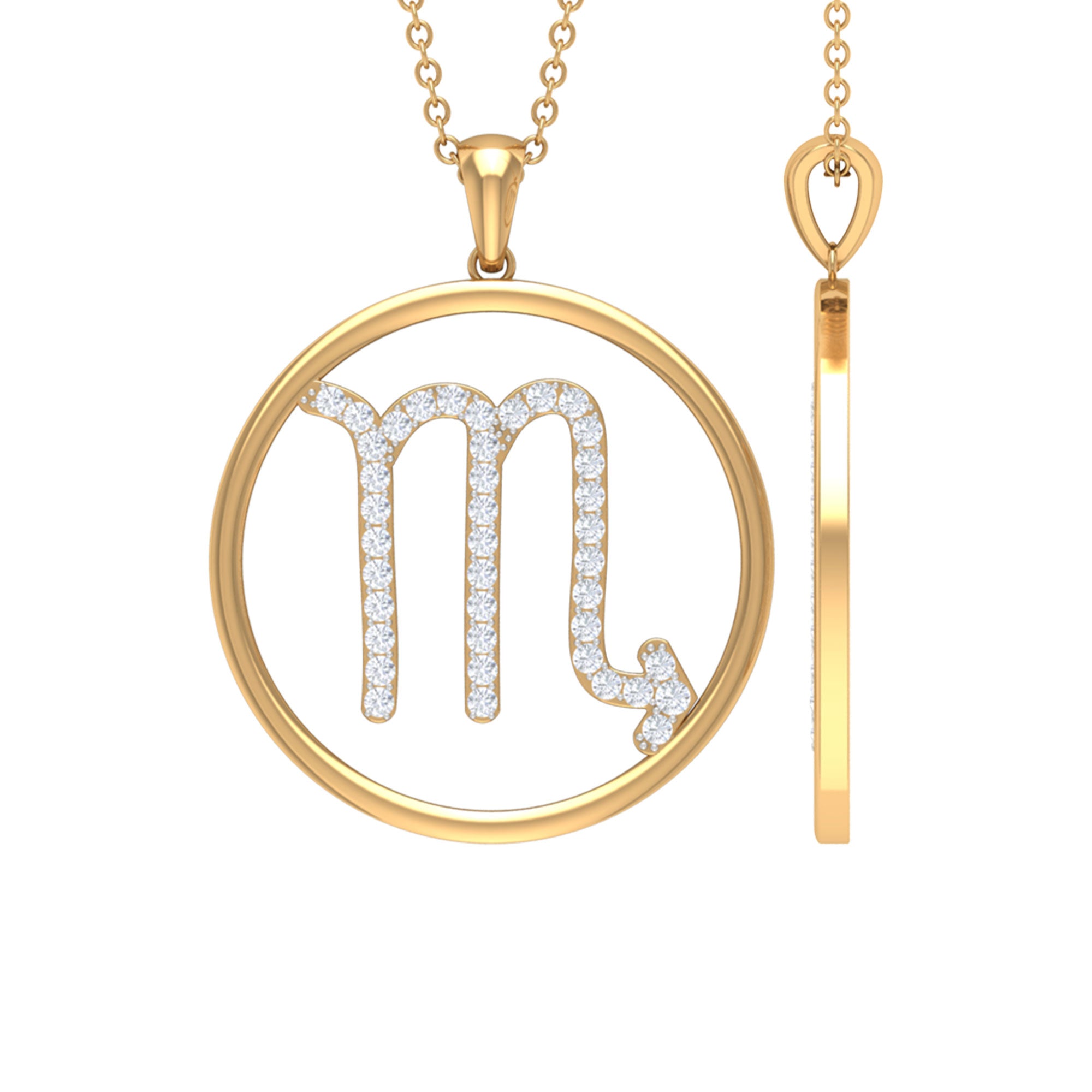 Certified Moissanite Scorpio Zodiac Sign Pendant Necklace Moissanite - ( D-VS1 ) - Color and Clarity - Rosec Jewels