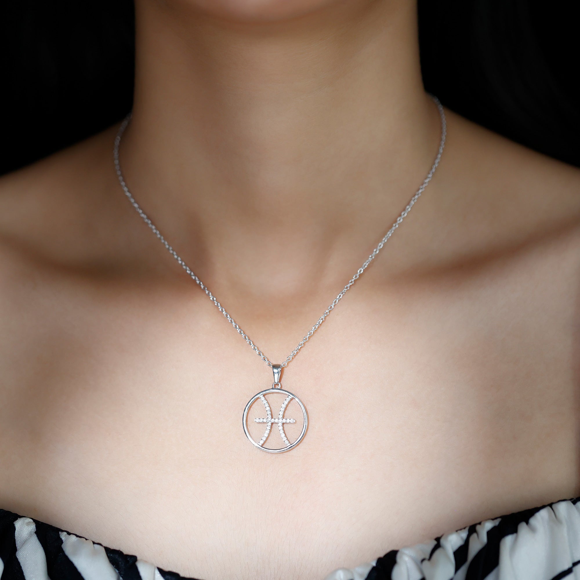 Moissanite Pisces Zodiac Pendant Necklace - Rosec Jewels