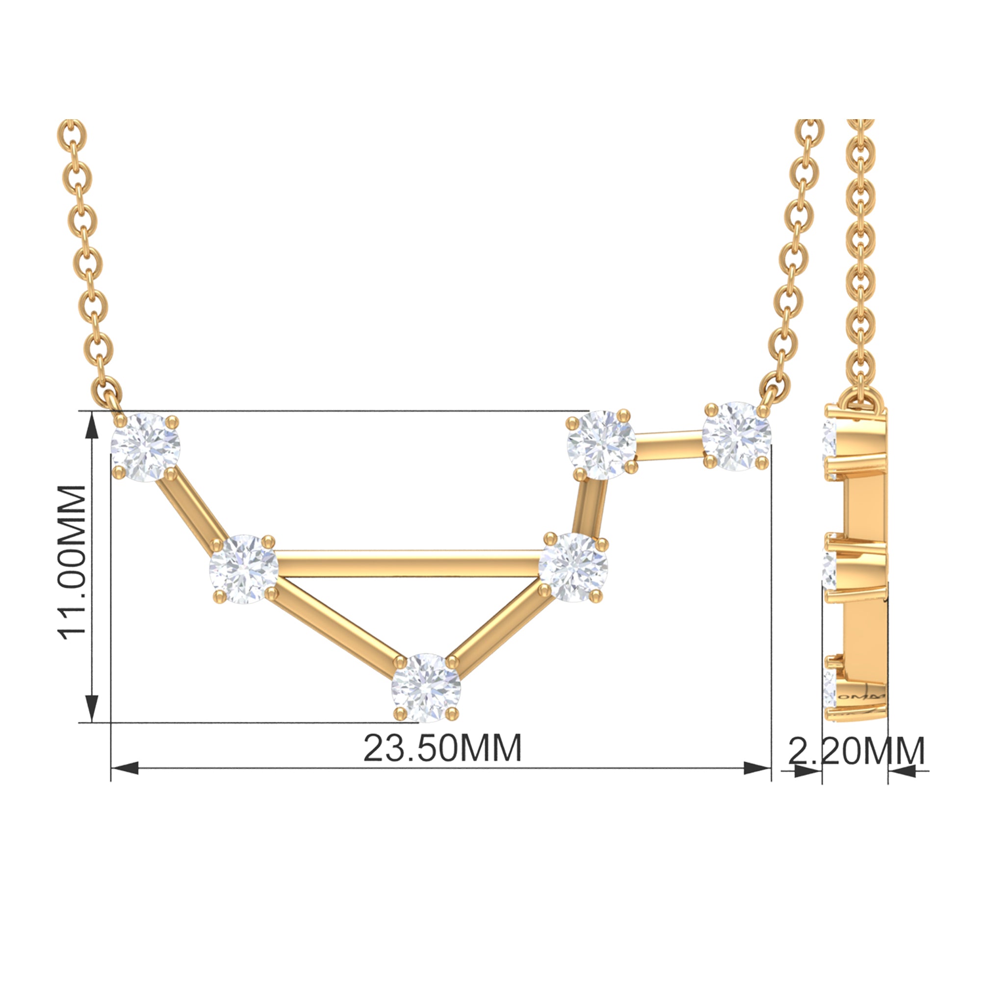 Certified Moissanite Constellation Libra Zodiac Sign Necklace Moissanite - ( D-VS1 ) - Color and Clarity - Rosec Jewels