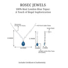 London Blue Topaz and Moissanite Drop Necklace Earrings Set London Blue Topaz - ( AAA ) - Quality - Rosec Jewels