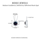 3/4 CT Solitaire Black Opal Silver Hexagon Pendant Necklace - Rosec Jewels