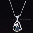 1 CT Black Opal and Moissanite Silver Heart Drop Pendant - Rosec Jewels