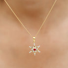 Classic Ruby and Diamond Snowflake Pendant Necklace Ruby - ( AAA ) - Quality - Rosec Jewels