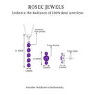 1.75 CT Amethyst Silver Bar Necklace and Earring Set - Rosec Jewels