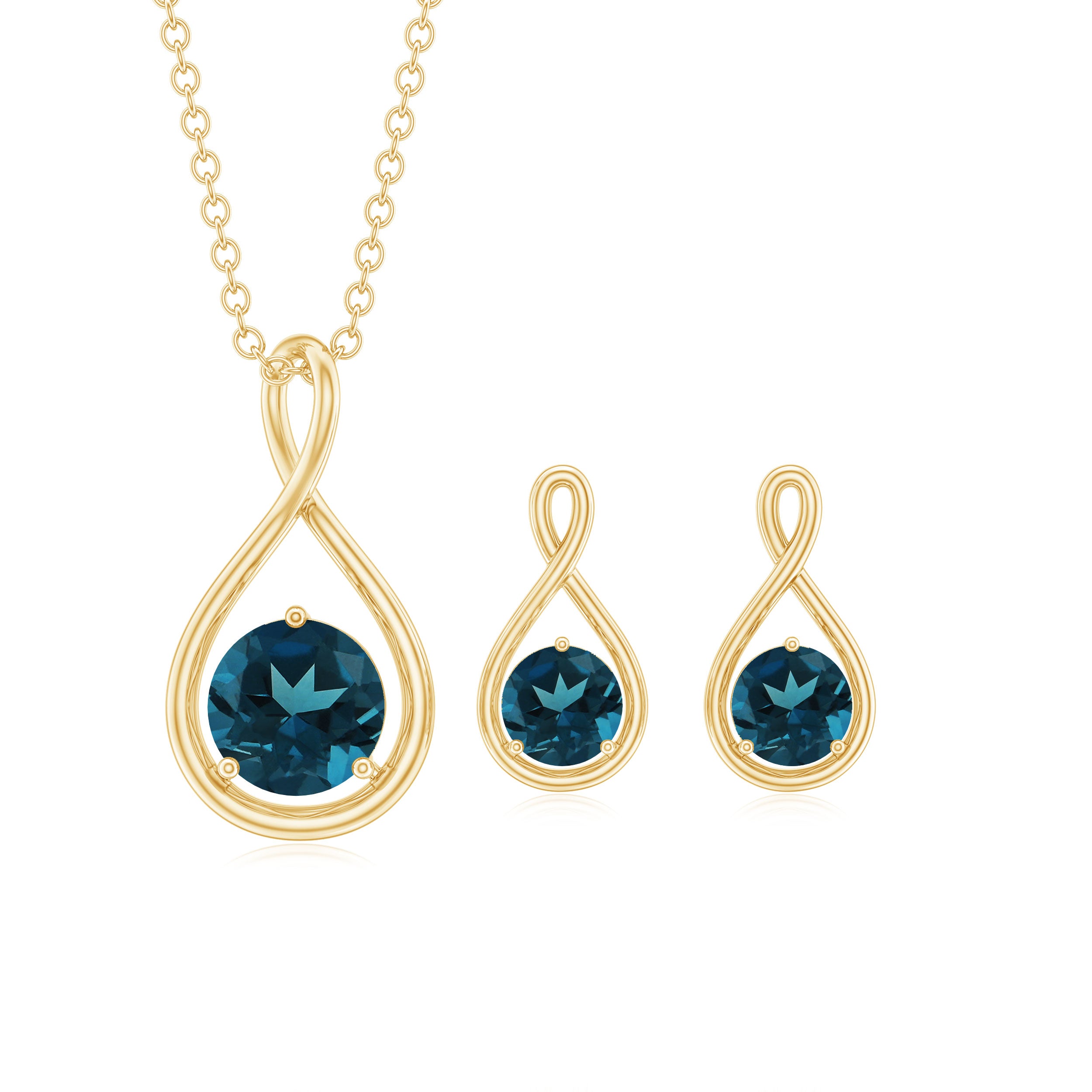 London Blue Topaz Jewelry Set ~ London Blue Topaz Studs & Pendant ~ London Blue Topaz Necklace and Earrings Set ~ November outlets Birthstone