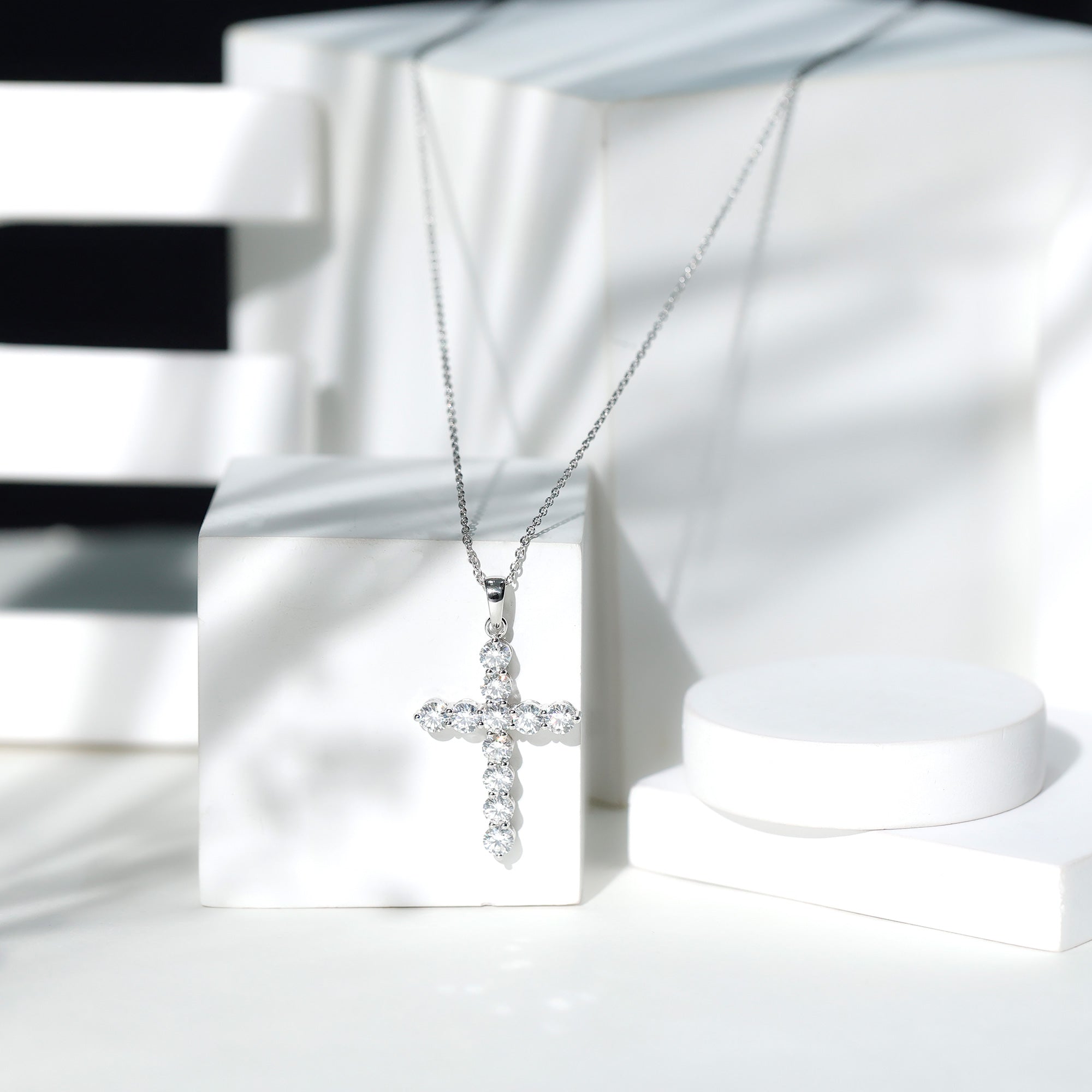 Rosec Jewels-3.50 CT Moissanite Cross Pendant Necklace