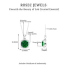 10 MM Classic Solitaire Created Emerald and Moissanite Silver Halo Pendant Necklace - Rosec Jewels