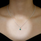 Heart Shape Emerald Pendant Necklace with Diamond Accent Bail Emerald - ( AAA ) - Quality - Rosec Jewels