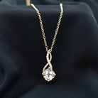 1.75 CT Infinity Pendant Necklace with Cushion Cut Morganite Solitaire and Diamond Morganite - ( AAA ) - Quality - Rosec Jewels