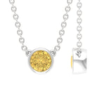 Real Round Cut Citrine Solitaire Necklace - Rosec Jewels