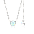 4 MM Round Shape Ethiopian Opal Solitaire Necklace in Bezel Setting Ethiopian Opal - ( AAA ) - Quality - Rosec Jewels