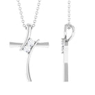 Moissanite Contemporary Bypass Cross Pendant in Silver - Rosec Jewels