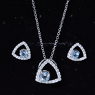 Simple Aquamarine and Moissanite Triangle Jewelry Set Aquamarine - ( AAA ) - Quality - Rosec Jewels