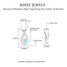 Oval Ethiopian Opal Solitaire Silver Pendant with Moissanite Twisted Bail - Rosec Jewels