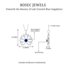 Lab Grown Blue Sapphire Lotus Flower Necklace Lab Created Blue Sapphire - ( AAAA ) - Quality - Rosec Jewels