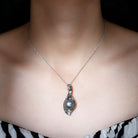 Leaf Inspired Black Pearl Pendant Necklace in Silver - Rosec Jewels