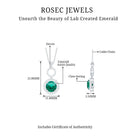 2.75 CT Certified Lab Created Emerald Silver Dangle Necklace with Zircon Lab Created Emerald - ( AAAA ) - Quality 92.5 Sterling Silver - Rosec Jewels