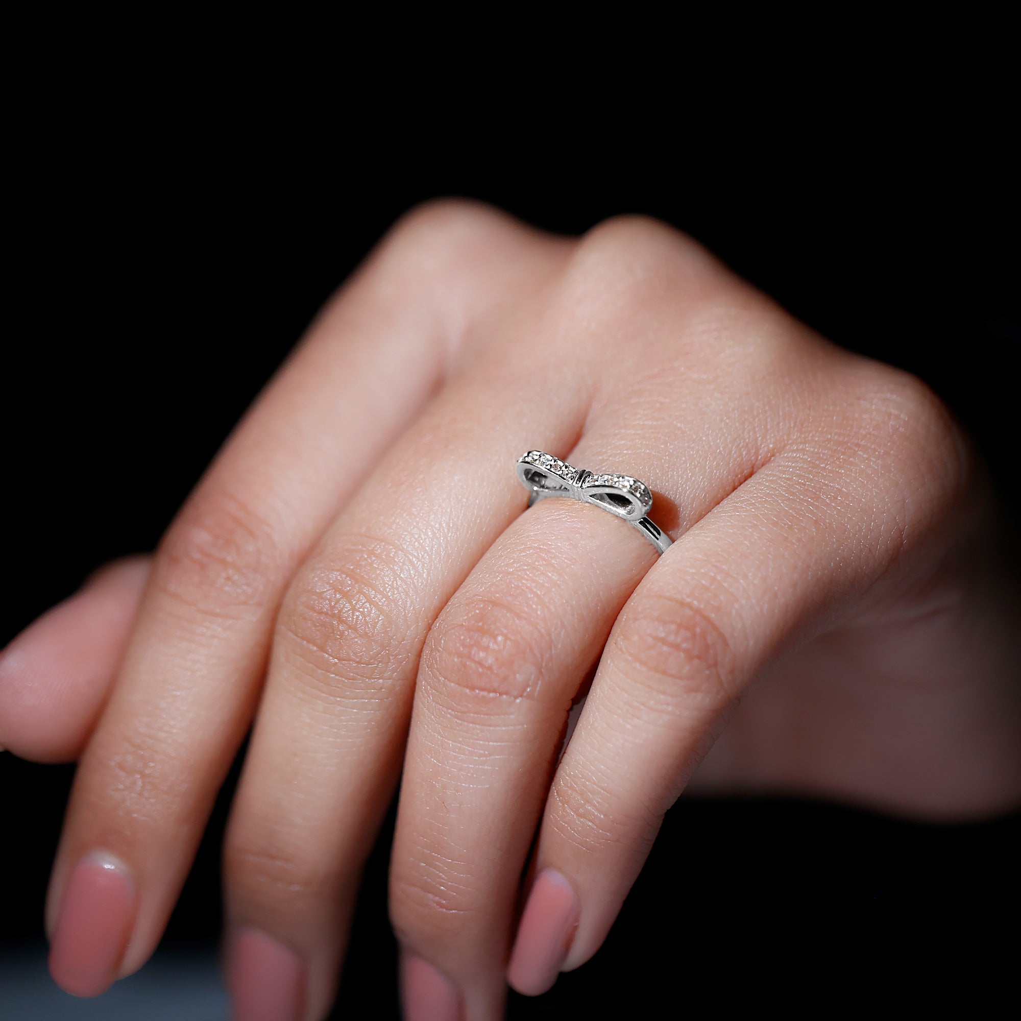 Natural and Certified Diamond Bow Promise Ring Rosec Jewels