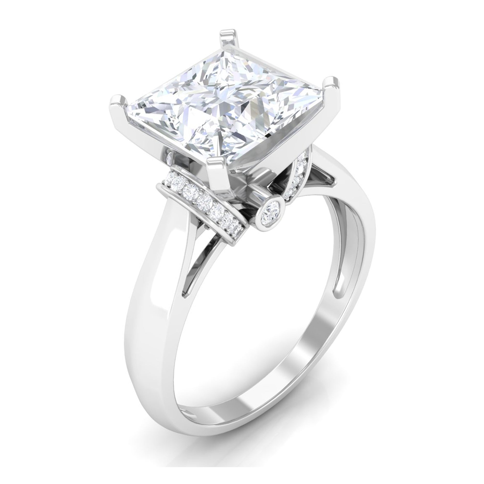 Moissanite Solitaire Simple Engagement Ring Moissanite - ( D-VS1 ) - Color and Clarity - Rosec Jewels
