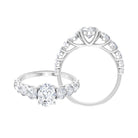 2.75 CT Oval Cut Moissanite Solitaire Ring with Side Stones Moissanite - ( D-VS1 ) - Color and Clarity - Rosec Jewels