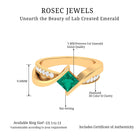 Princess Cut Lab Grown Emerald Bypass Engagement Ring with Diamond Lab Created Emerald - ( AAAA ) - Quality - Rosec Jewels