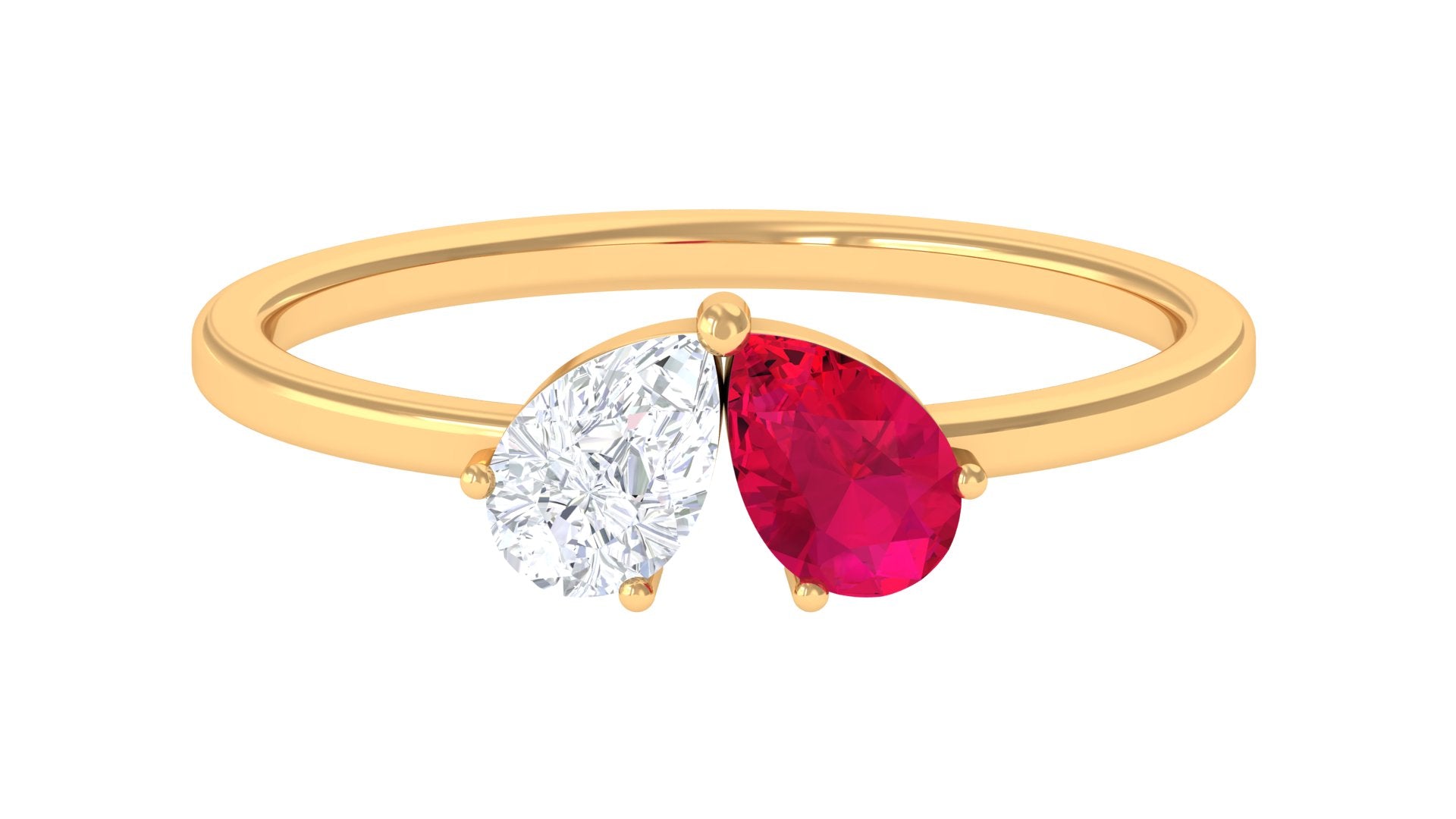 Real Ruby Toi Et Moi Promise Ring Ruby - ( AAA ) - Quality - Rosec Jewels