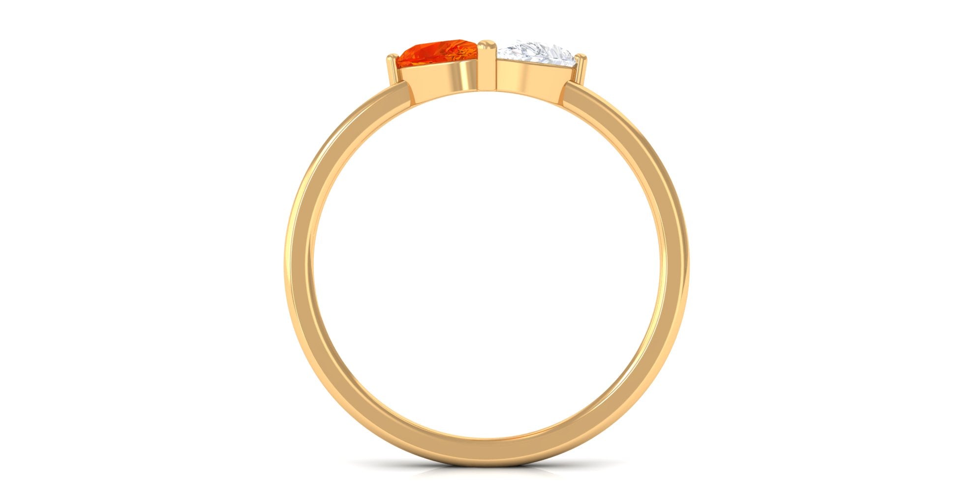 Created Orange Sapphire Toi Et Moi Ring Lab Created Orange Sapphire - ( AAAA ) - Quality - Rosec Jewels