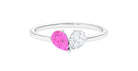 Created Pink Sapphire Toi Et Moi Promise Ring Lab Created Pink Sapphire - ( AAAA ) - Quality - Rosec Jewels
