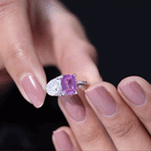 Toi Et Moi Ring with Created Pink Sapphire and Moissanite Lab Created Pink Sapphire - ( AAAA ) - Quality - Rosec Jewels